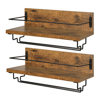 Levede Wall Wine Rack With Glass Holder Floating Wine Shelf Home Bar Storage 2PC