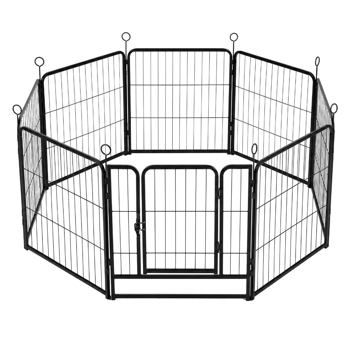Skylos Dog Pen 8 Pcs Steel 60cm Foldable Indoor Outdoor Pet Enclosure Black