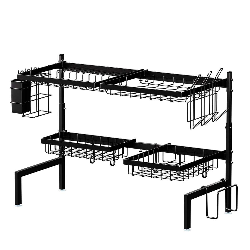 Toque Over Sink Dish Drying Rack 2 Tier Adjustable Drainer Rack Space Saving