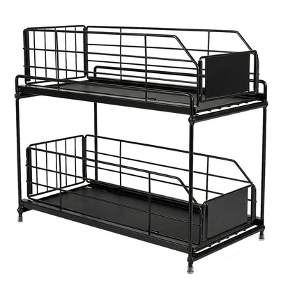 TOQUE 2 Tier Pull Out Basket Under Sink Kitchen Cabinet Storage Organiser Drawer