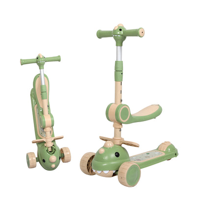 Dekko Kids Scooter Foldable Flip-able Seat Adjustable Height LED Light Music