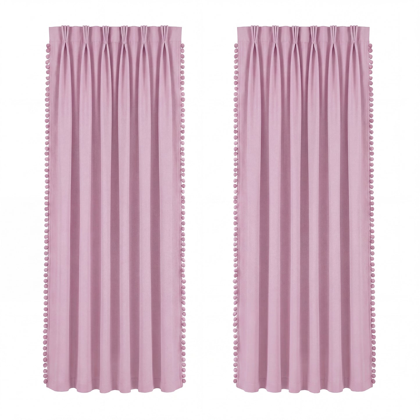 Marlow Pink Pom Pom Curtains for Nursery Baby Girls Room 46"x54" in Pink
