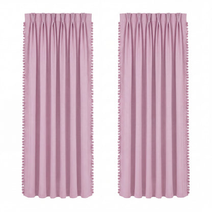 Marlow Pink Pom Pom Curtains for Nursery Baby Girls Room 46"x54" in Pink