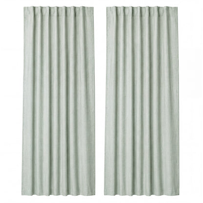 Marlow 100% Blackout Curtains Thermal Linen Look Pair Ready Made 46x72 in Green