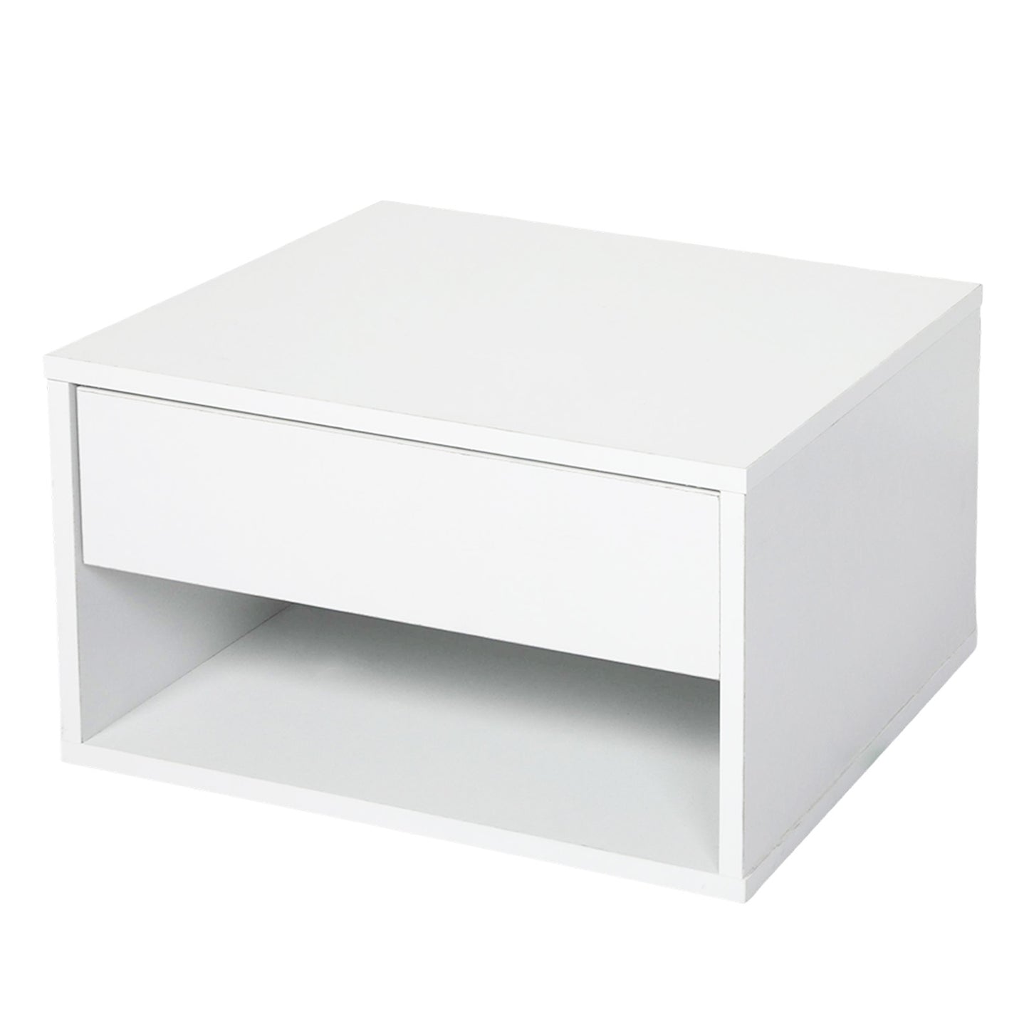 Levede Bedside Table Floating Set of 2 Wall Mounted Drawer Open Shelf White
