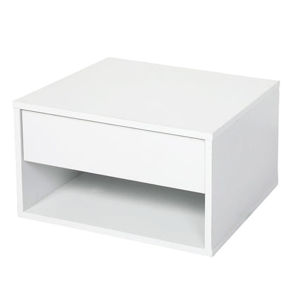 Levede Bedside Table Floating Set of 2 Wall Mounted Drawer Open Shelf White