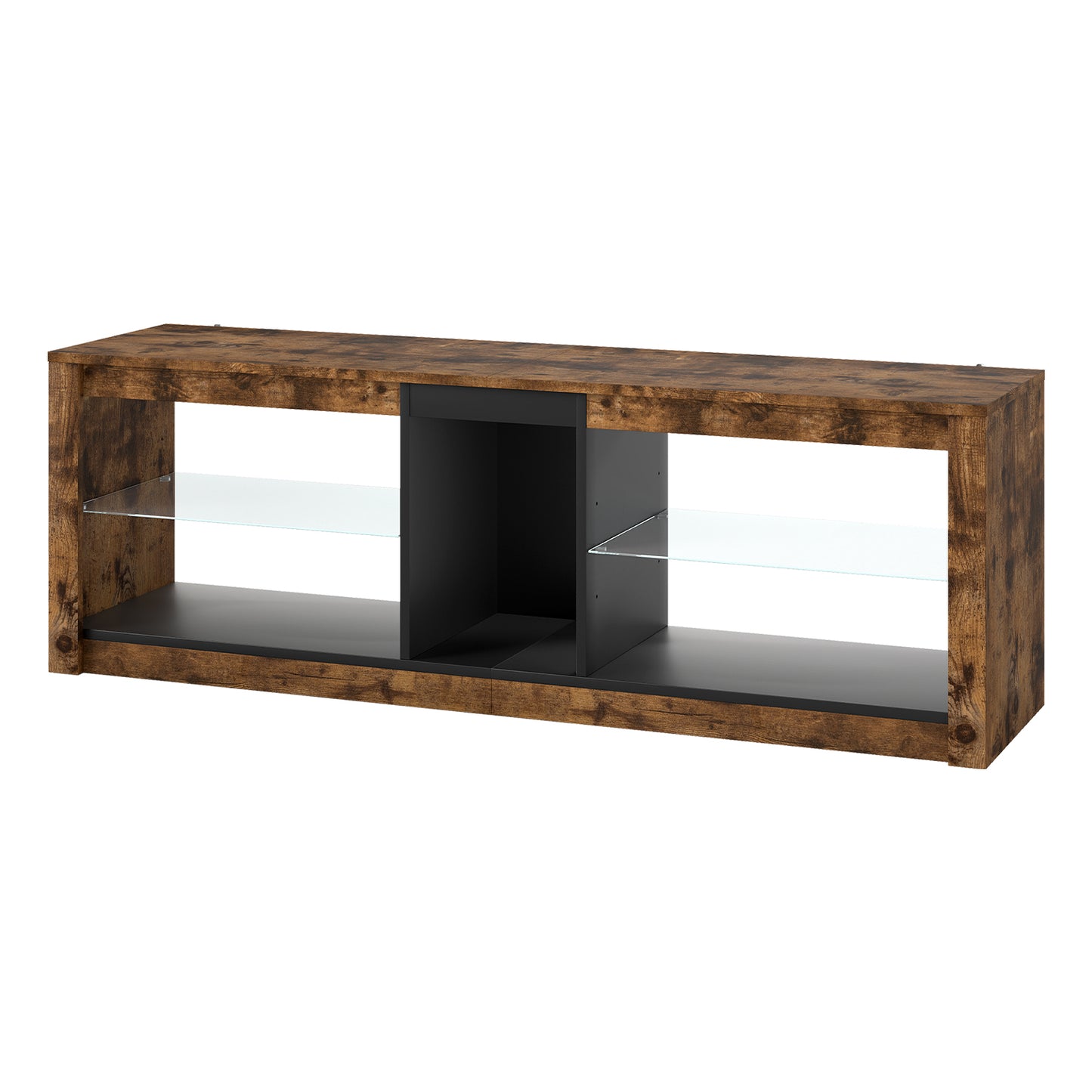 Levede TV Stand Cabinet Entertainment Unit with LED Lights Glass Display Shelves