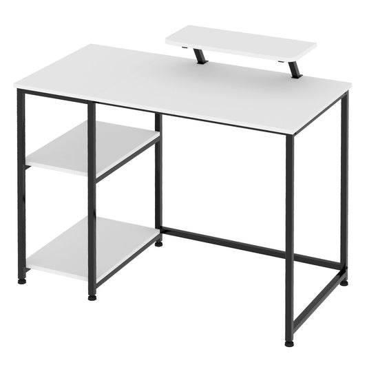 Levede Computer Desk Home Office Table with Storage Shelves Monitor Stand White