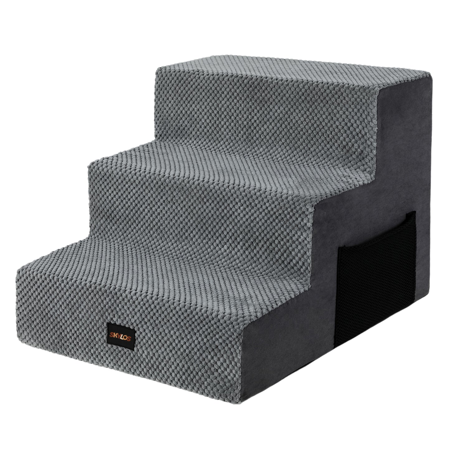 Skylos Dog Steps Pet Stairs Ramp 3 Step for High Bed Sofa Memory Foam Washable