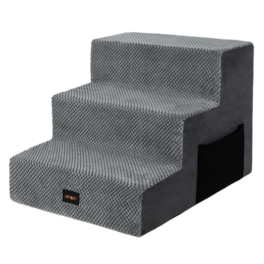 Skylos Dog Steps Pet Stairs Ramp 3 Step for High Bed Sofa Memory Foam Washable