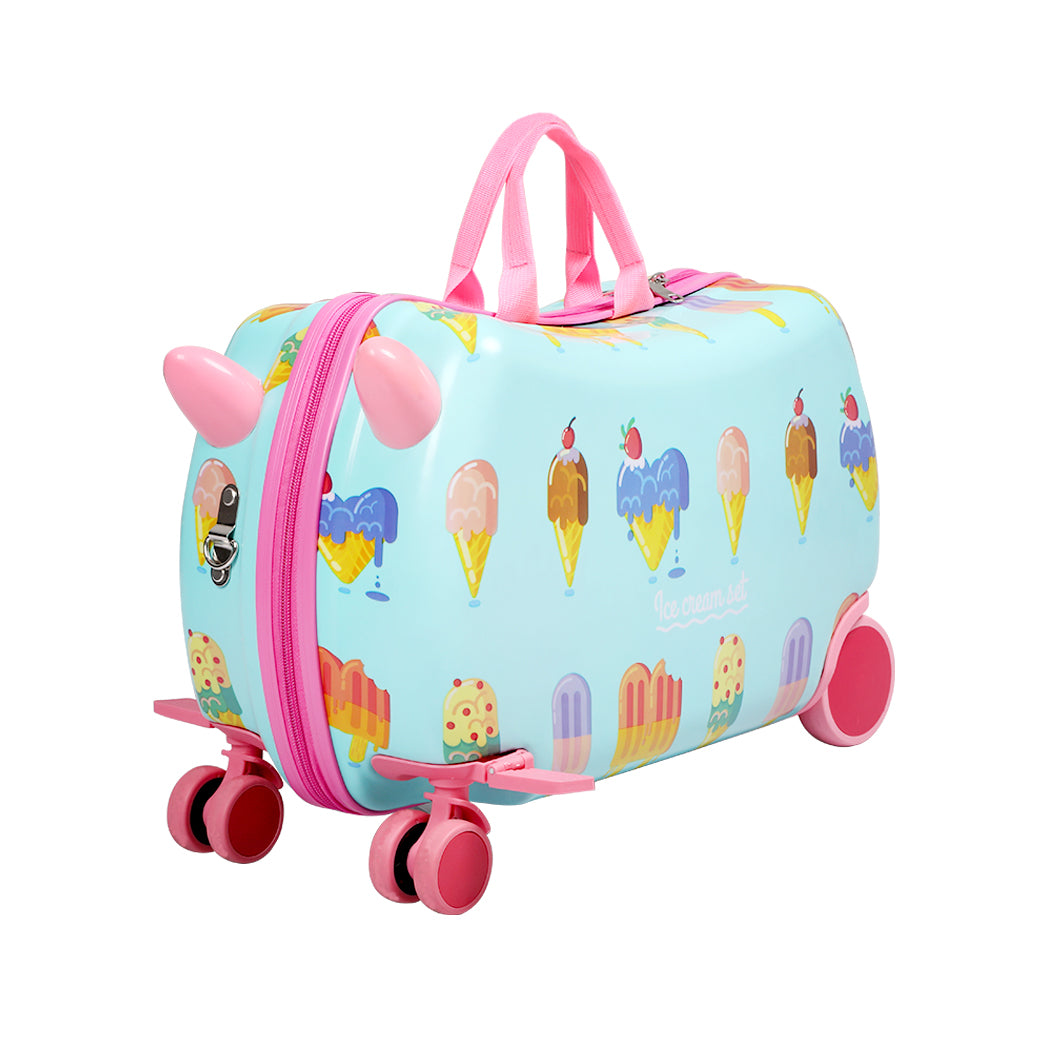 Dekko 17'' Ride On Suitcase Kids Travel Luggage on Wheel Heavy Duty Lightweight