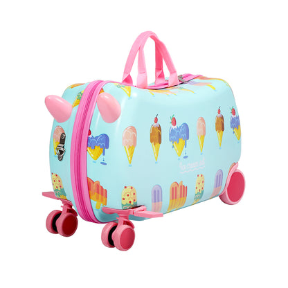 Dekko 17'' Ride On Suitcase Kids Travel Luggage on Wheel Heavy Duty Lightweight