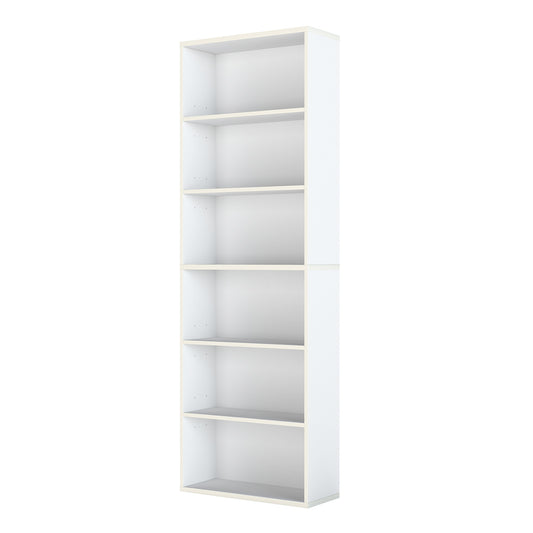Levede Slim 6 Tier Bookshelf Narrow Bookcase  Storage Shelf Organizer Unit White