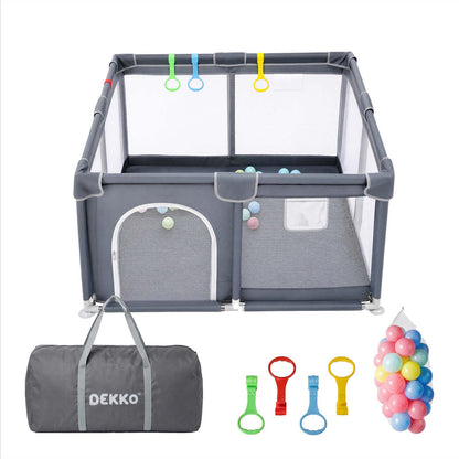 Dekko Baby Playpen 127x127cm Play Mat with 50 Ocean Balls Safe Easy Storage Grey