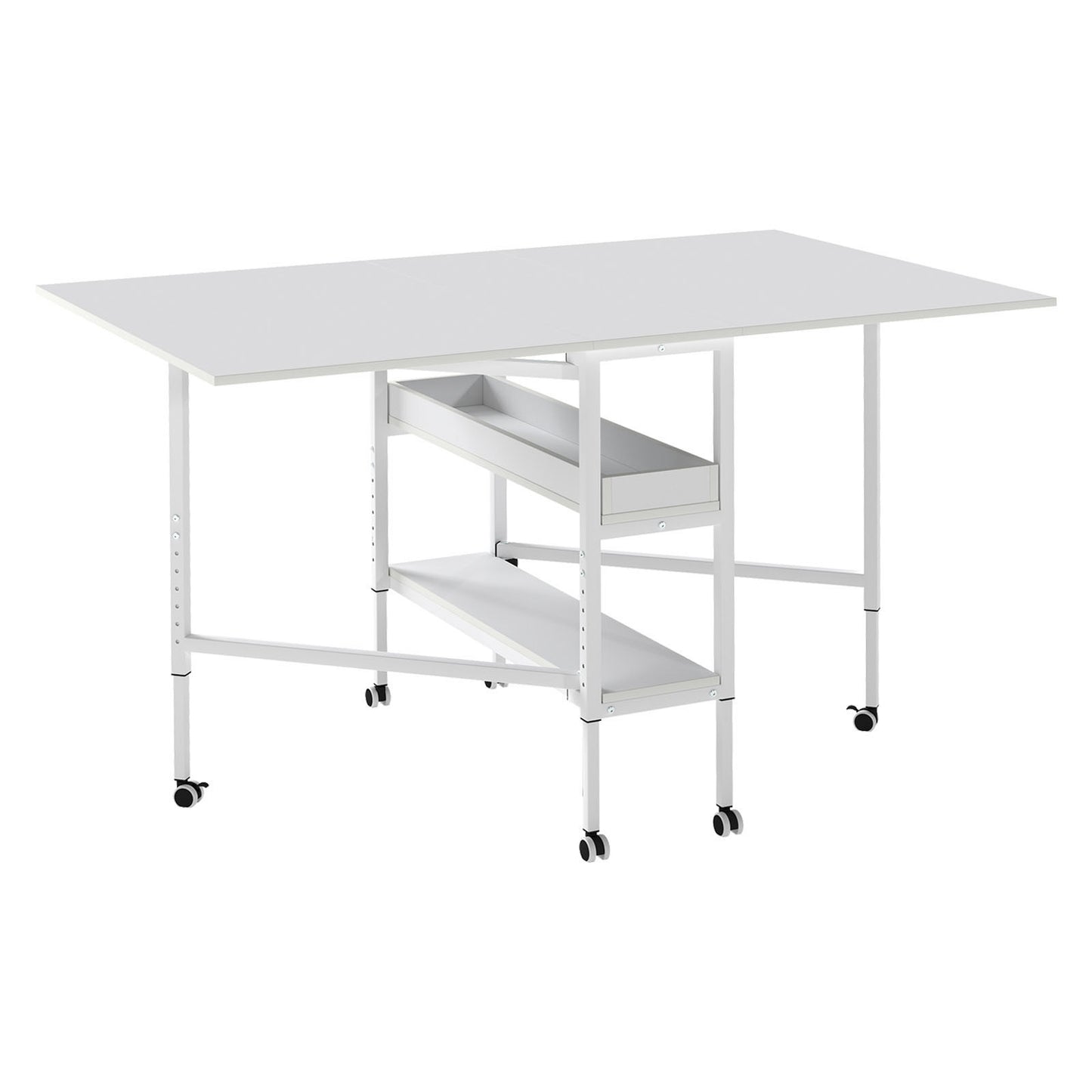 Levede Folding Sewing Table Craft Desk with Storage Lockable Wheels Adjustable