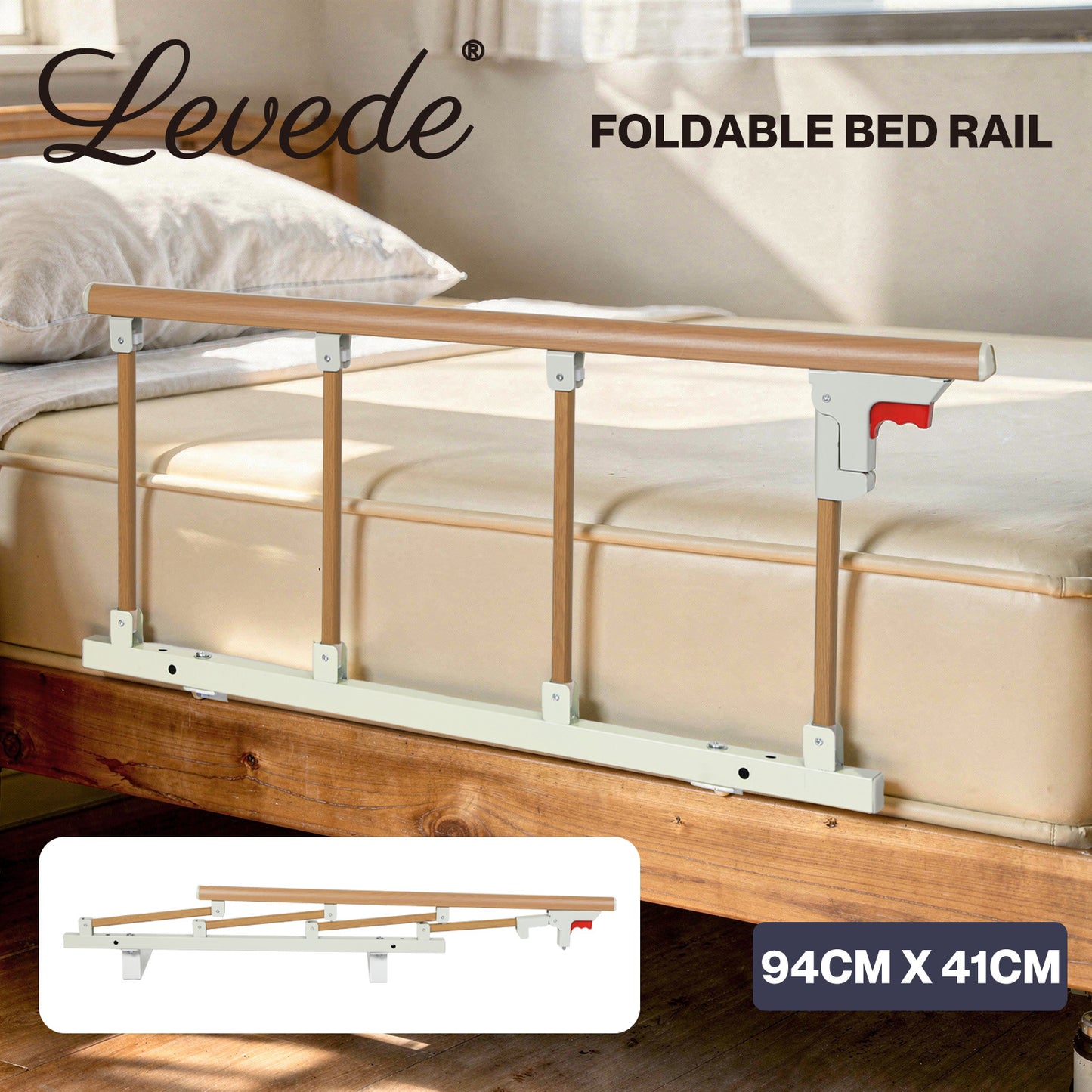 Levede Mobility Bed Grab Rails Folding Guard Safety Elderly Adults Assist 180kg