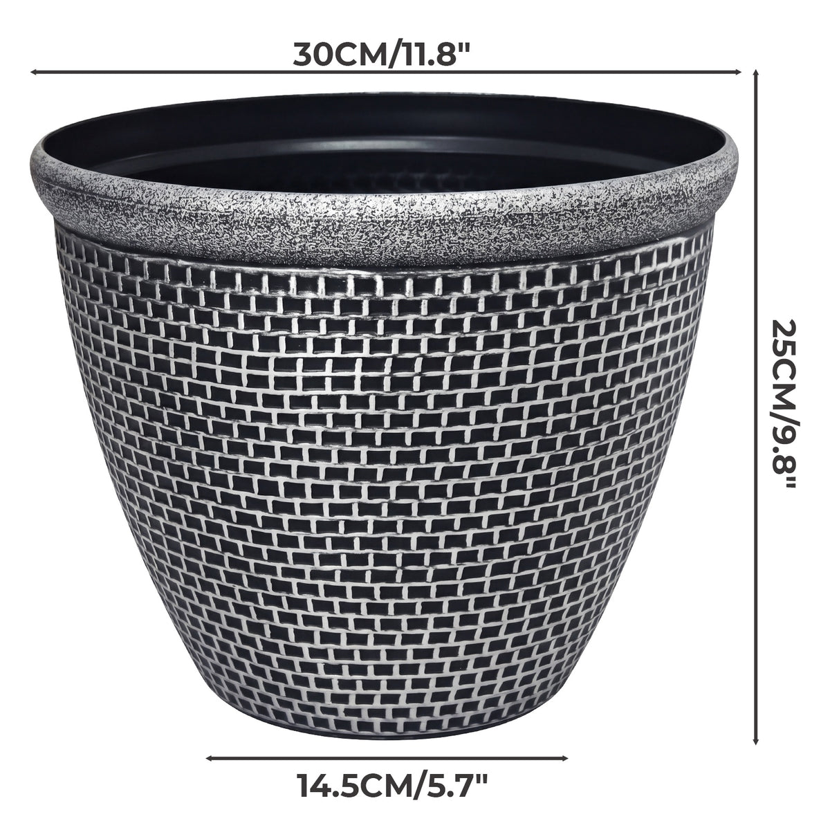 TOQUE 2PCS Plastic Garden Plant Pots 30cm Round Outdoor Planters Drainage Holes