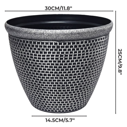 TOQUE 2PCS Plastic Garden Plant Pots 30cm Round Outdoor Planters Drainage Holes
