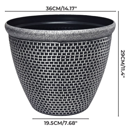 TOQUE 2PCS Plastic Garden Plant Pots 36cm Round Outdoor Planters Drainage Holes