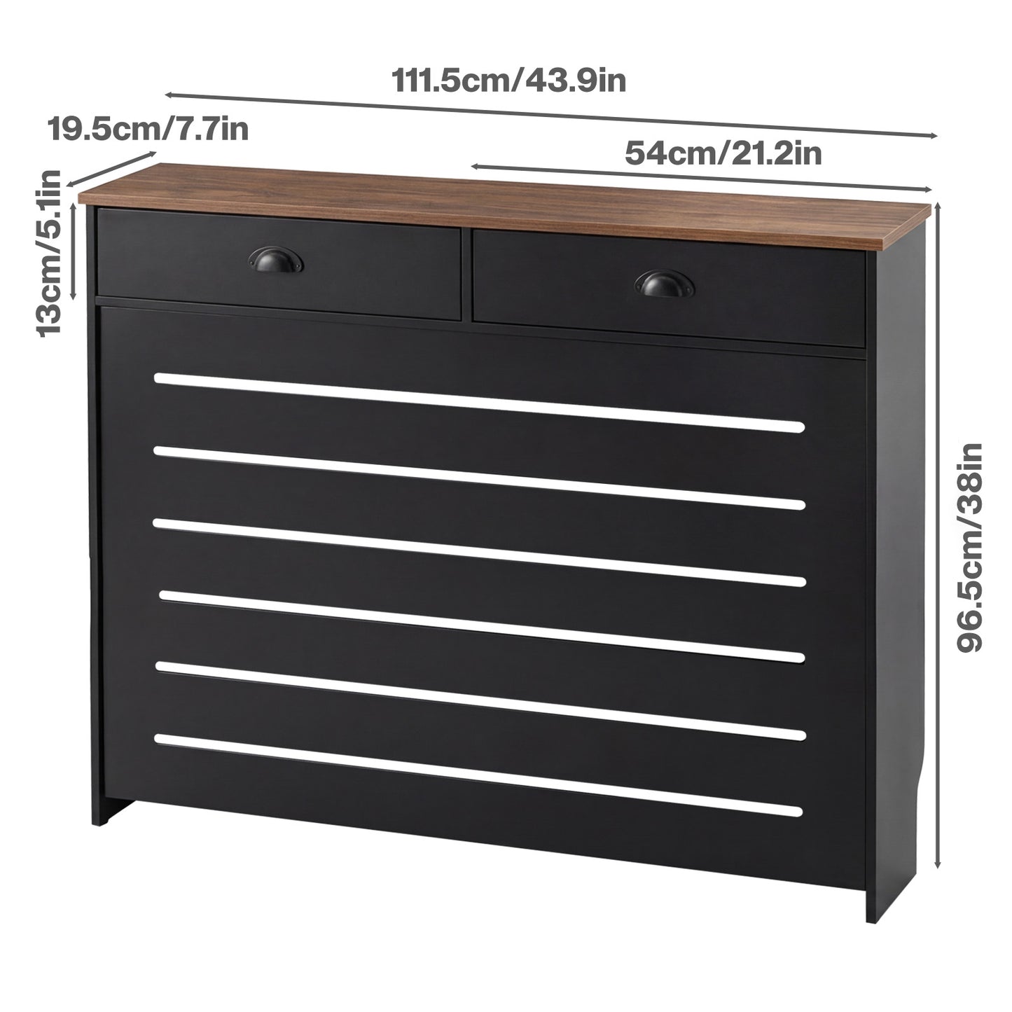 Levede Radiator Cabinet with Drawers Slat Grill Storage Shelf Guard Furniture