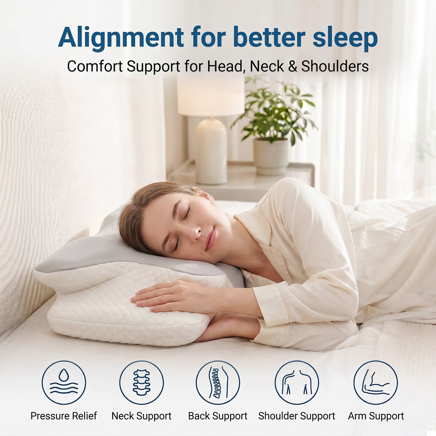 Lavio Ergonomic Pillow Cervical Neck Memory Foam Orthopedic Shoulder Pain Relief