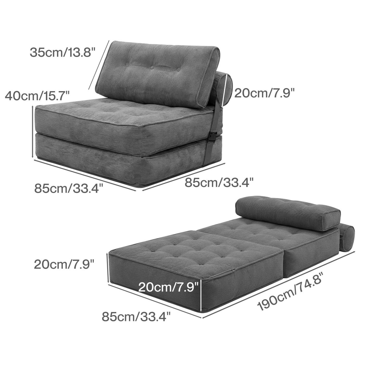 Levede Sofa Bed Convertible Boneless Floor Mattress Single Lightweight Portable