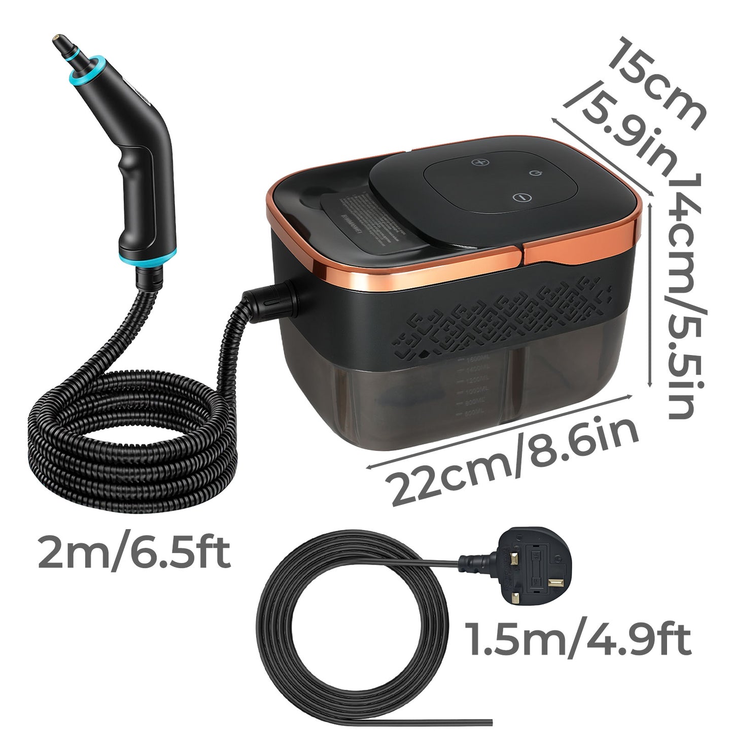 Spector Steam Cleaner Portable Multipurpose Steamer with Tools 6 Level 1600ml