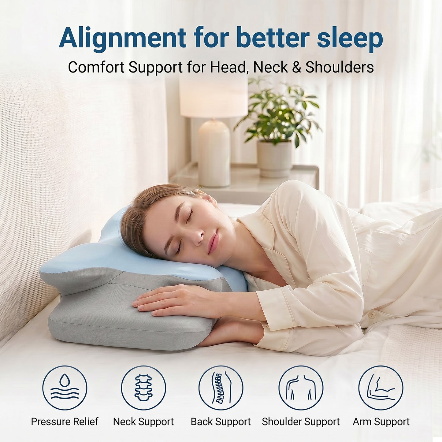 Lavio Contour Orthopedic Pillow Memory Foam Ergonomic Cervical Neck Pain Relief
