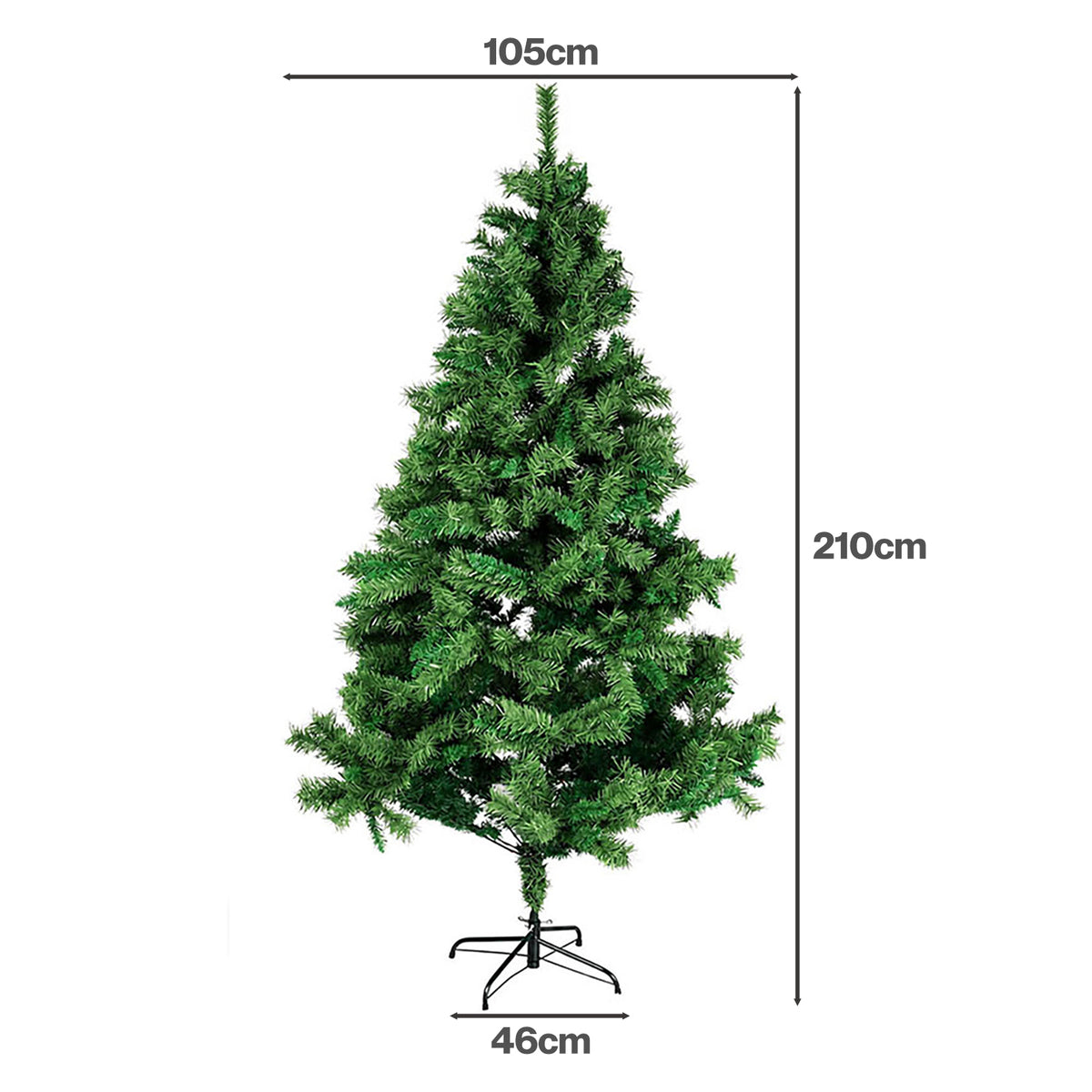 Santaco Christmas Tree 2.1m 797 PVC Tips Metal Base Xmas Decor Indoor Green