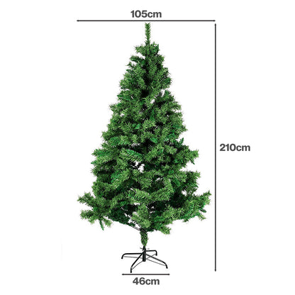 Santaco Christmas Tree 2.1m 797 PVC Tips Metal Base Xmas Decor Indoor Green