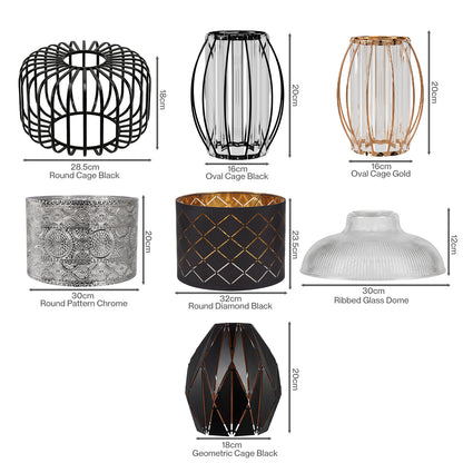 Emitto Ceiling Light Shade Easy Fit Pendant Lampshade Woven Metal Glass E27 B22