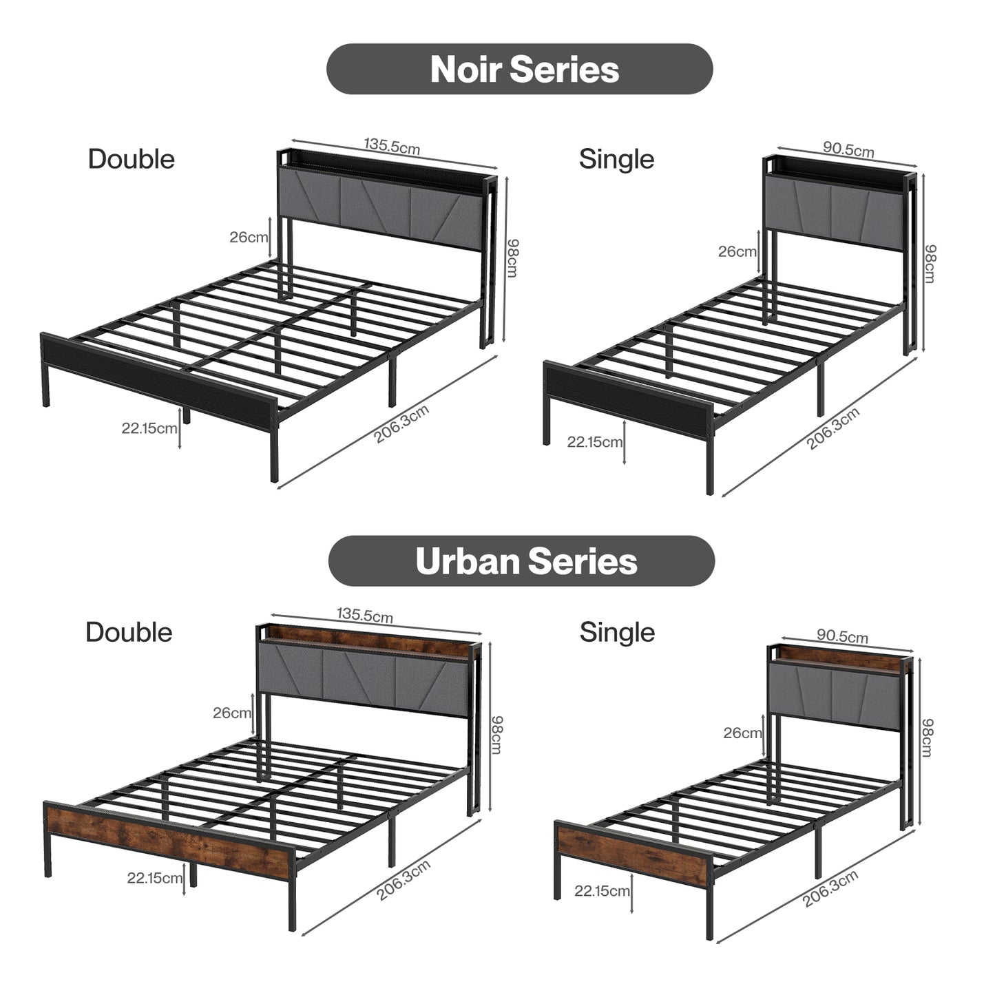 Levede Bed Frame Metal Platform with Headboard Heavy Duty Home Furniture Storage