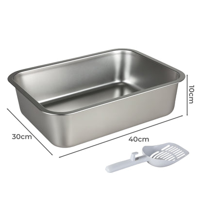 Skylos Cat Litter Box Stainless Steel Toilet Tray for Kittens Cats Large Open