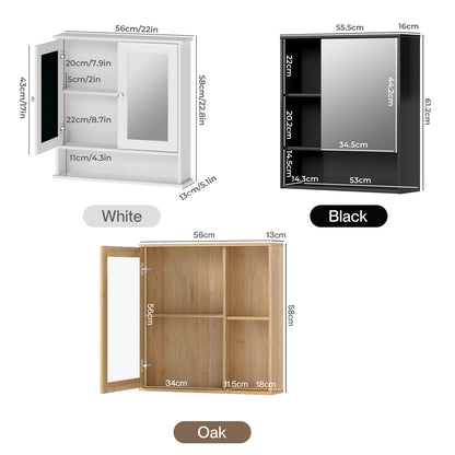 Levede Bathroom Mirror Cabinet Wall Mounted Storage Cupboard with Open Shelf
