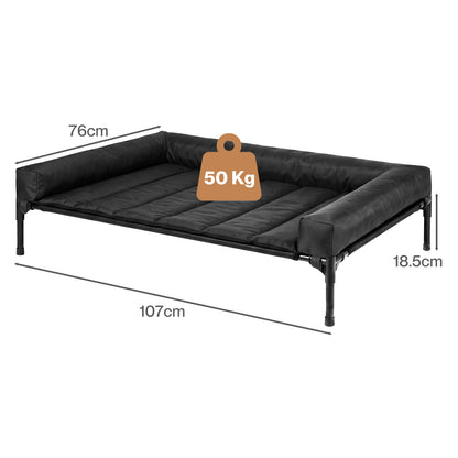 Skylos Elevated Dog Bed Large Breathable Three Sided Bolster for Outdoor Black