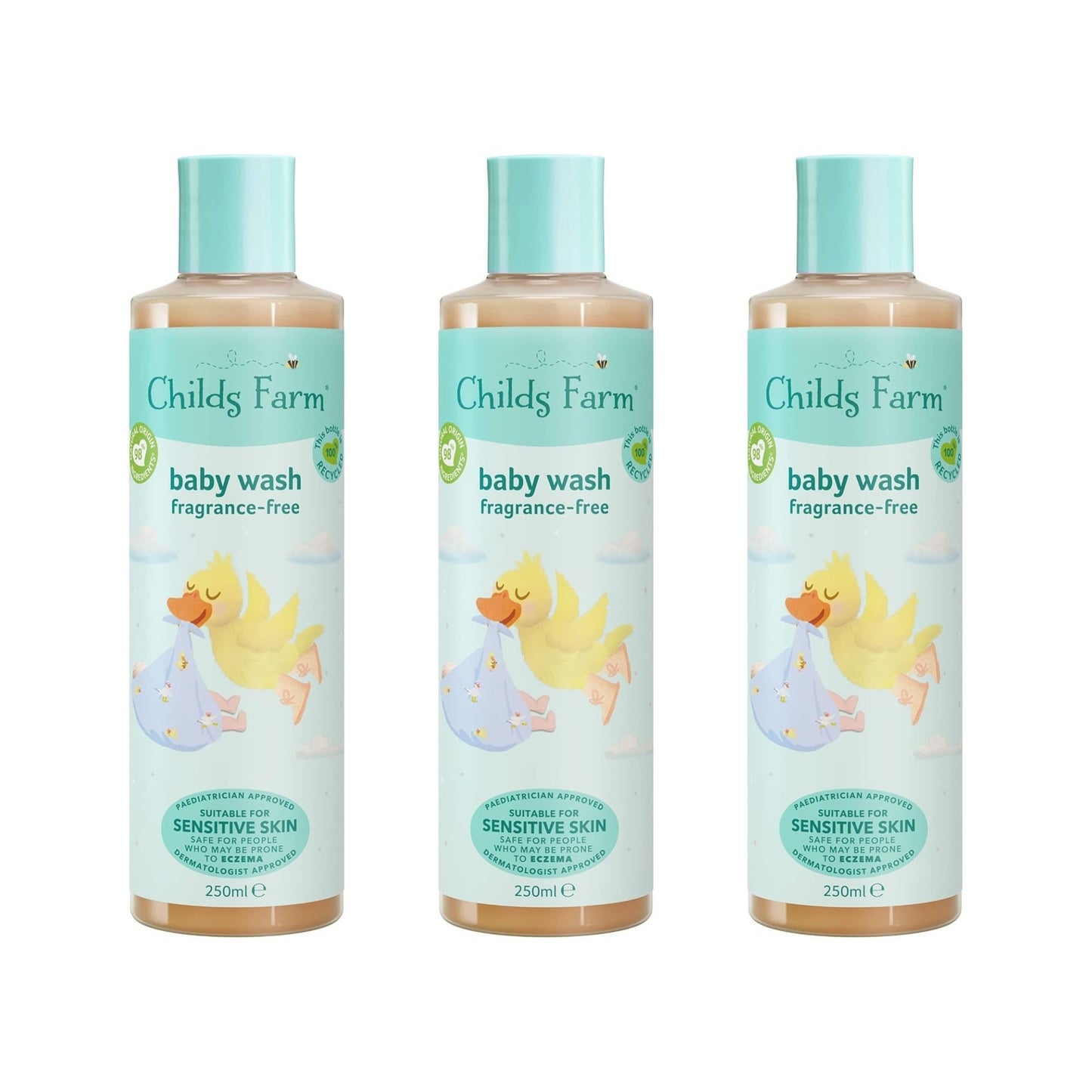 Childs Farm 250ml Baby Wash Unfragranced x3