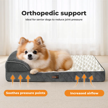 Skylos Orthopedic Pet Bed Large Memory Foam Cushion Dog Calming Velvet Washable