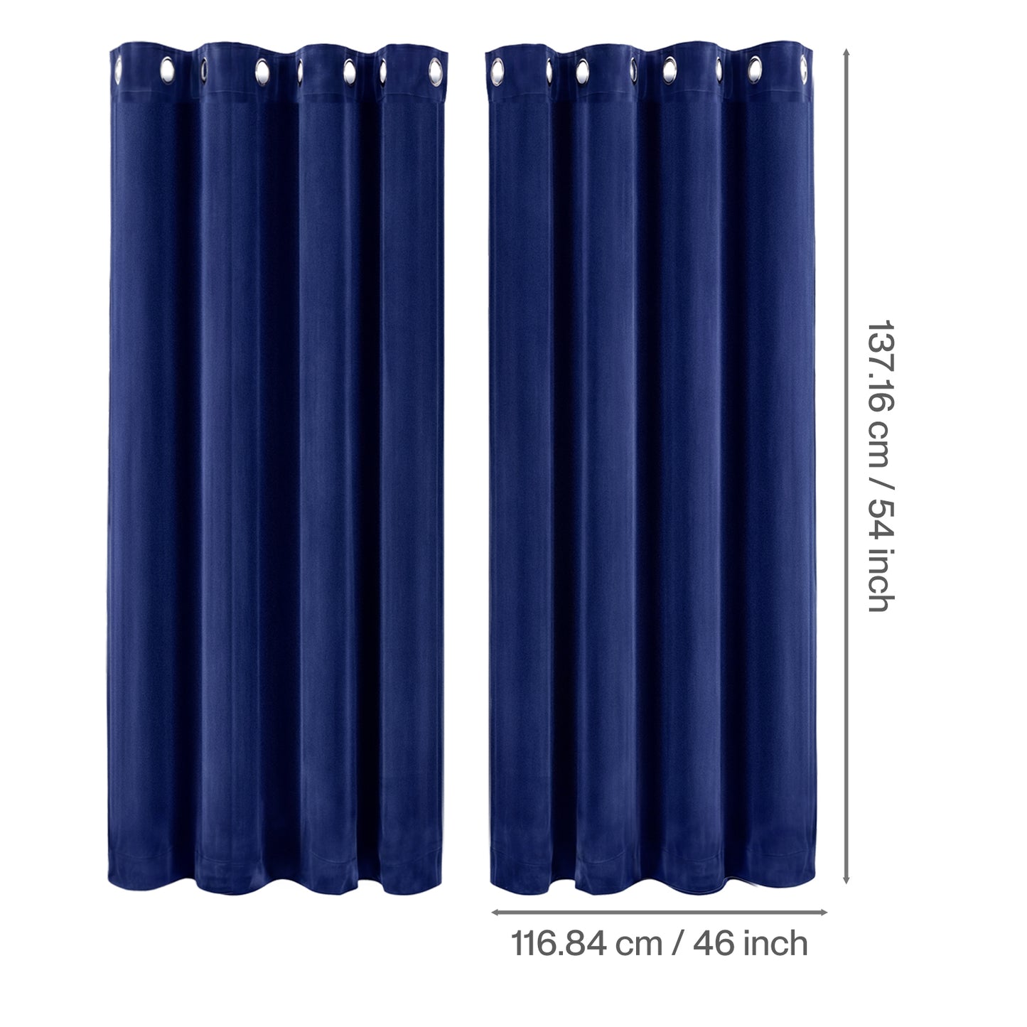 Marlow Thick Thermal Blackout Curtains Velvet 46x54 Inch Eyelet Ring Top Blue