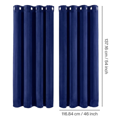 Marlow Thick Thermal Blackout Curtains Velvet 46x54 Inch Eyelet Ring Top Blue