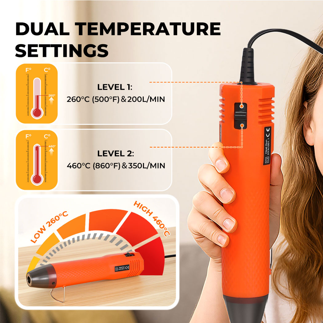 Traderight Hot Air Gun Portable Mini Heat Gun for DIY Crafts Shrink Wrapping
