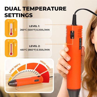 Traderight Hot Air Gun Portable Mini Heat Gun for DIY Crafts Shrink Wrapping