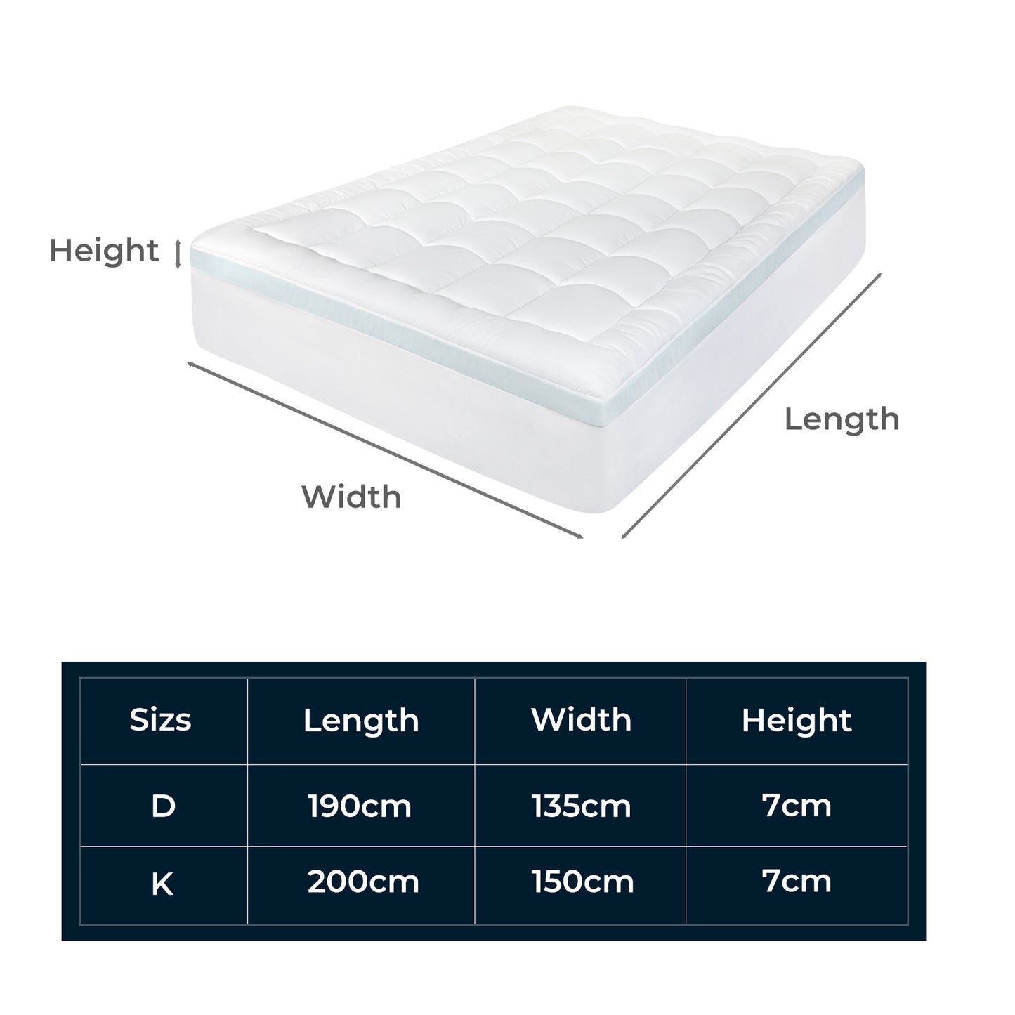 Lavio Mattress Topper Double King Deep Quilted Memory Foam Microfiber Dual Layer