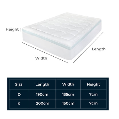 Lavio Mattress Topper Double King Deep Quilted Memory Foam Microfiber Dual Layer