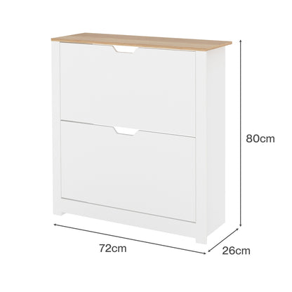 Levede Shoe Cabinet White Narrow Flip Drawers Adjustable Shelves Storage Cabinet