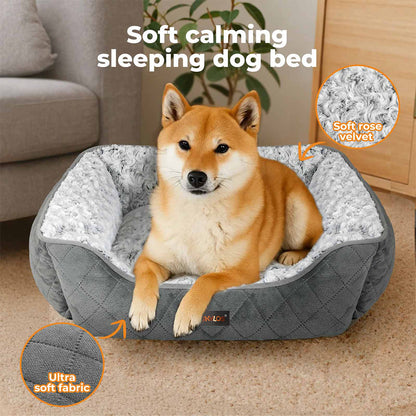 Skylos Dog Bed Large Pet Cushion for Calming Anti Anxiety Fluffy Plush Washable