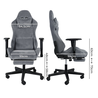 Levede Office Desk Chair Gaming Recliner Adjustable Height with Footrest Grey