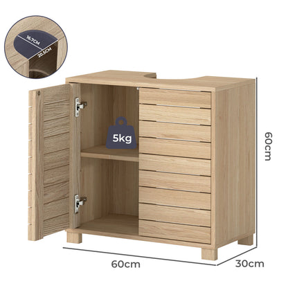Levede Bathroom Under Sink Cabinet Basin Storage Cupboard 2 Door Oak Vanity Unit