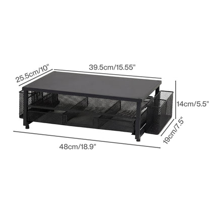 Levede Monitor Riser Desk Organiser with Drawer Metal Monitor Stand Black