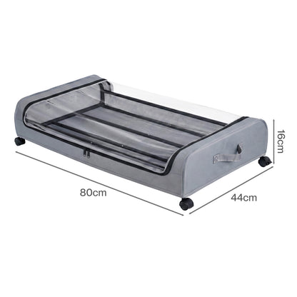 Levede Under Bed Storage Boxes with Lids  46L x2  Rolling  Grey  Oxford