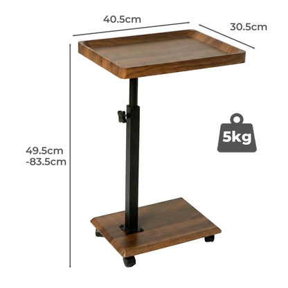 Levede C Shaped Side Table Height Adjustable Rolling 360° Swivel Top End Table